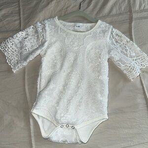 Elegant White Lace infant Onesie